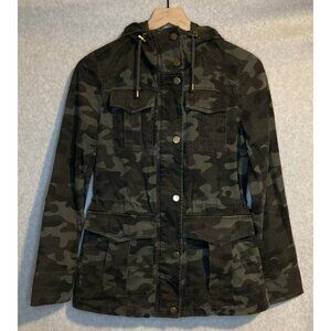 Lucky Brand Jacket Womens Size XS Anorak Camo Hooded Zip & Snap Buttons